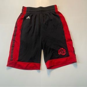 Adidas Derrick Rose Basketball Shorts Pockets Black And Red Youth Size Large